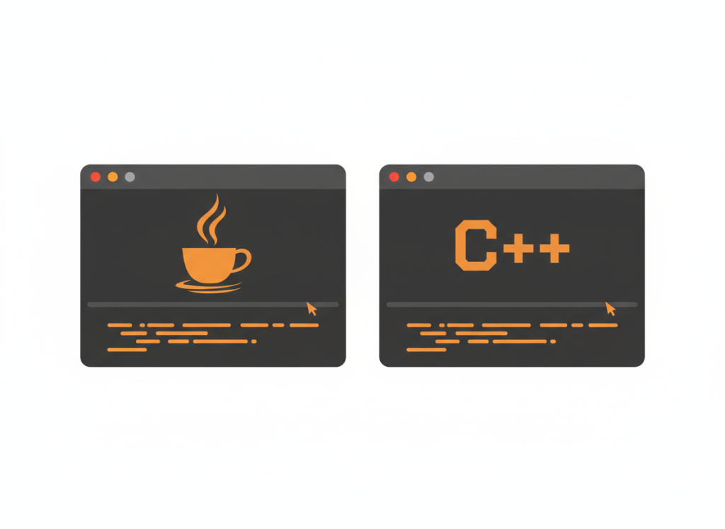 Java and C++ code comparison illustration